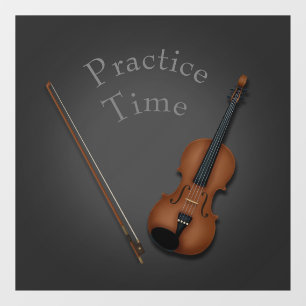 Miniature Violin & Bow Personalized Practice Room Window Cling