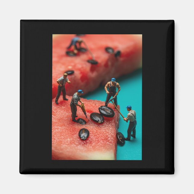 Miniature Workers On Watermelon Sticker  Magnet (Front)