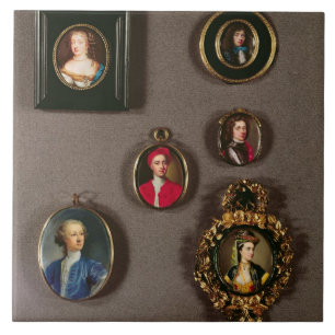 Miniatures from LtoR, TtoB: Frances Teresa Stuart, Tile