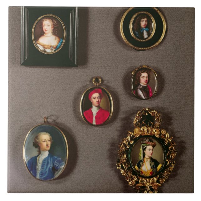 Miniatures from LtoR, TtoB: Frances Teresa Stuart, Tile (Front)