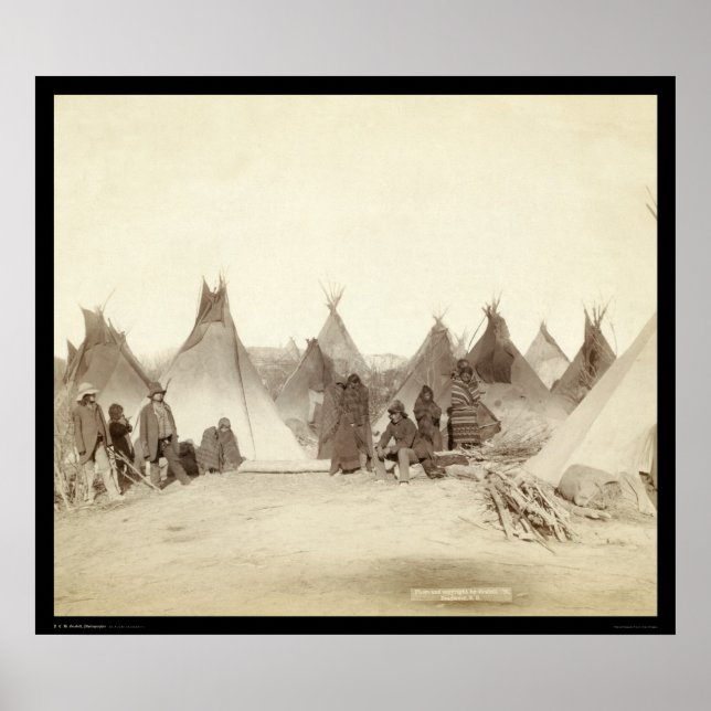 Miniconjou Indian Tipi Camp SD 1891 Poster (Front)