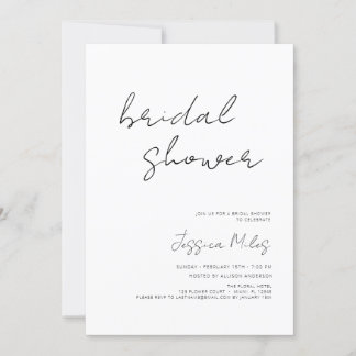 Minimaist script bridal shower invitation