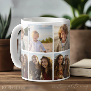 Minimal 10 Photo Collage - Basic White Grid Coffee Mug