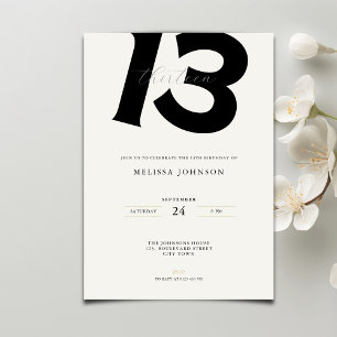 Minimal 13th Birthday Invitation: Bold Typography Invitation