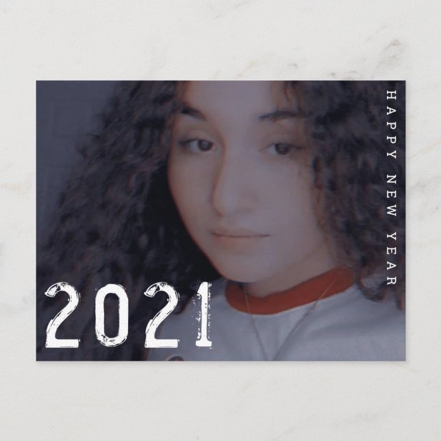 Minimal 2021 New Years Photo Card (Front)