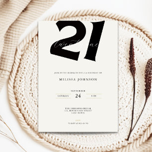 Minimal 21st Birthday Invitation - Bold Typo