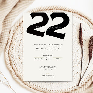 Minimal 22nd Birthday Invitation - Bold Typo