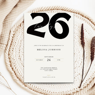 Minimal 26th Birthday Invitation - Bold Typo