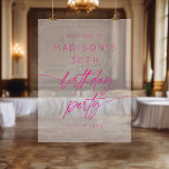 Minimal 30th Birthday Party Pink Frosted Welcome  Acrylic Sign<br><div class="desc">Minimal 30th Birthday Party Pink Frosted Welcome Acrylic Sign</div>