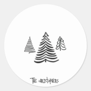 Minimal 3 Christmas Trees Personalized Stickers
