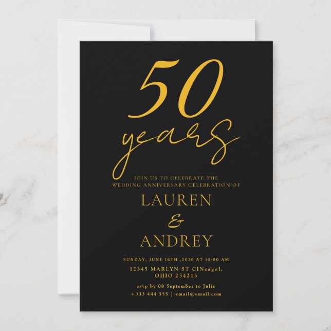 Minimal 50th Wedding Anniversary Invitation (Front)