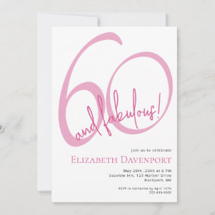 Minimal 60 and Fabulous Pink Birthday Invitation