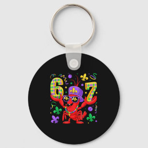Minimal 67 Mardi Gras Crawfish Beads Keychain