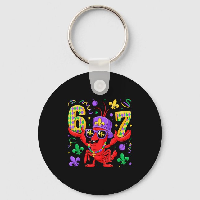 Minimal 67 Mardi Gras Crawfish Beads Keychain (Front)