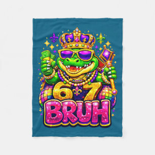 Minimal 67 Mardi Gras Party Alligator Fleece Blanket