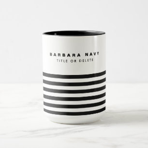 Minimal 6 Black Stripes Bold Name Mug