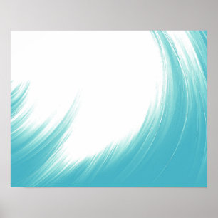 Minimal Abstract Blue Waves Brush Art   Poster