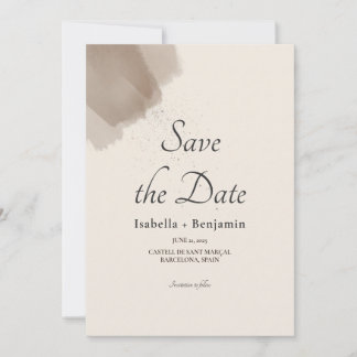 Minimal Abstract Brush and Ink Save the Date Card