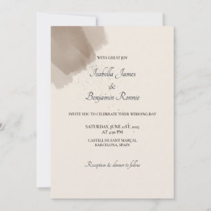 Minimal Abstract Brush and Ink Wedding Invitation