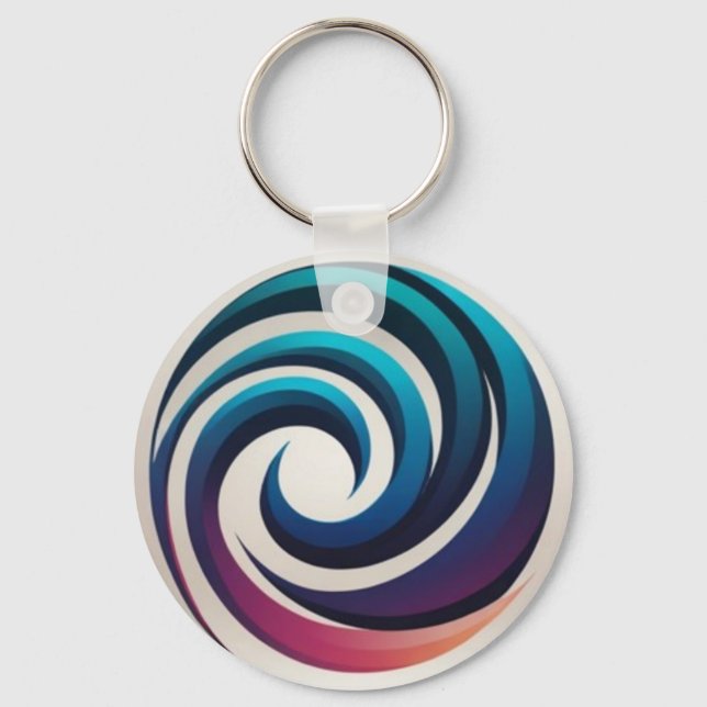 Minimal Abstract Color Spiral Circle Design Keychain (Front)