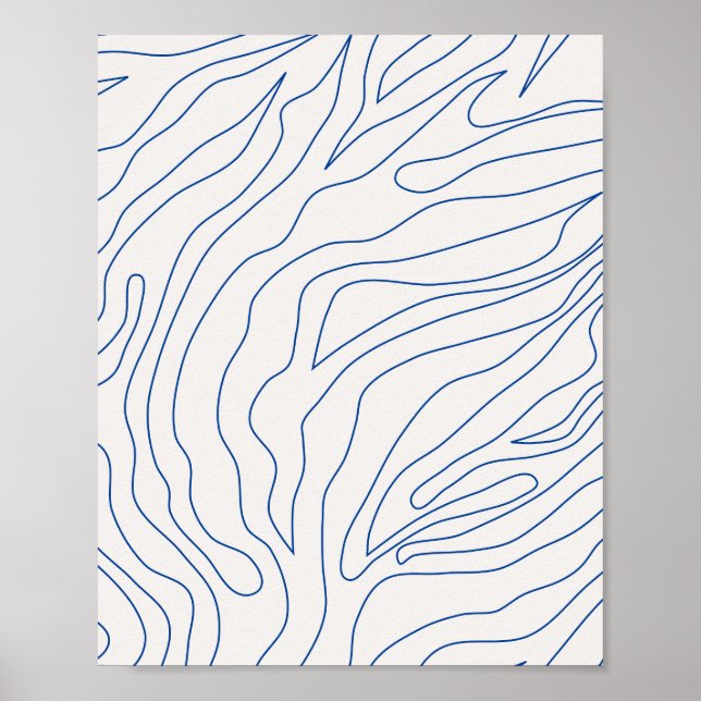 Minimal Abstract Cream White And Blue Poster (Front)