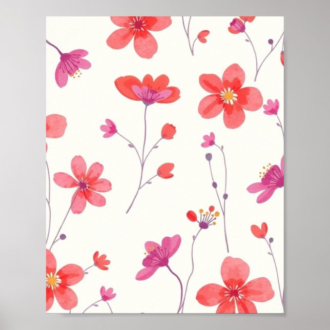 Minimal Abstract Floral Line Art Wall Poster (Front)