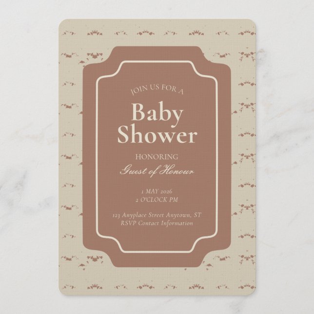 Minimal Abstract Geometric Gender Neutral Beige Invitation (Front)