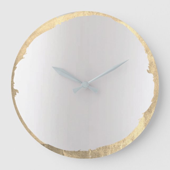 Minimal Abstract Grey Ombre Golden Circle Large Clock (Front)