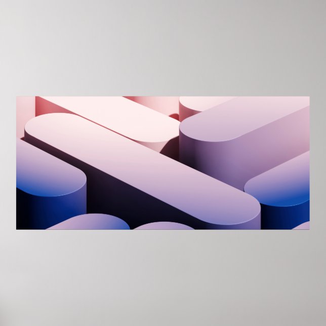 Minimal abstract mockup background. Blue and pink  Poster (Front)