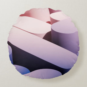 Minimal abstract mockup background. Blue and pink Round Pillow