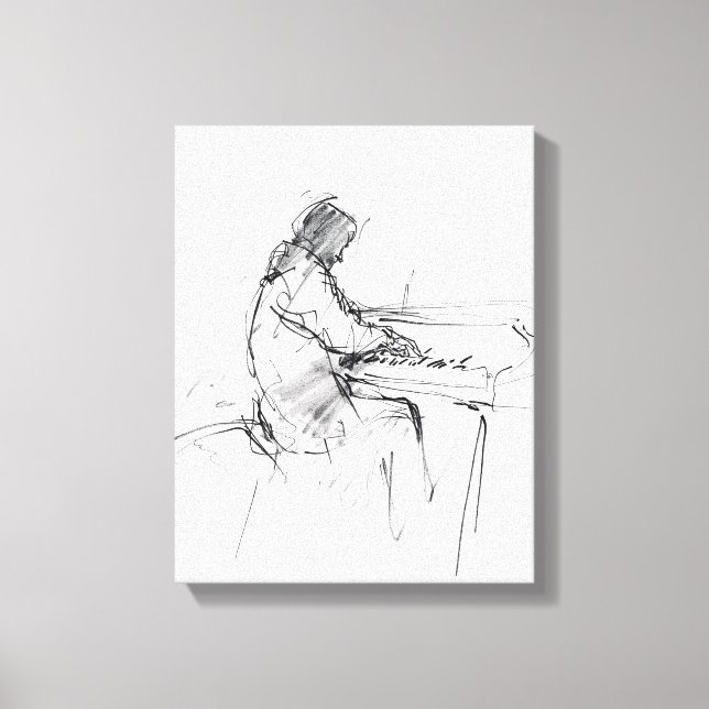 Minimal Abstract Pianist Playing Piano – Elegant  Canvas Print (Front)