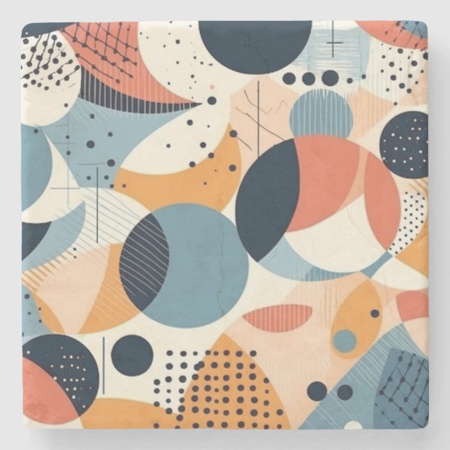 Minimal Abstract Seamless Pattern - Geometric (10) Stone Coaster (Front)