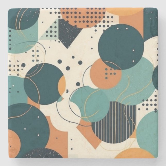 Minimal Abstract Seamless Pattern - Geometric (3) Stone Coaster (Front)
