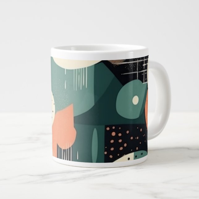 Minimal Abstract Seamless Pattern - Geometric (4) Large Coffee Mug (Front Right)