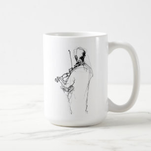 Minimal Abstract Violin Player Sketch Coffee Mug