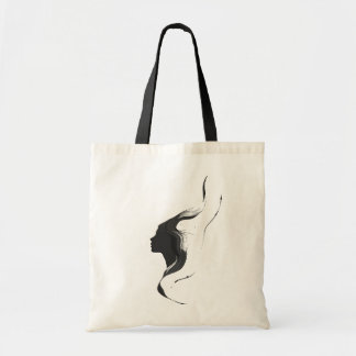 Minimal Abstract Woman Face with Line Art Hair Tote Bag