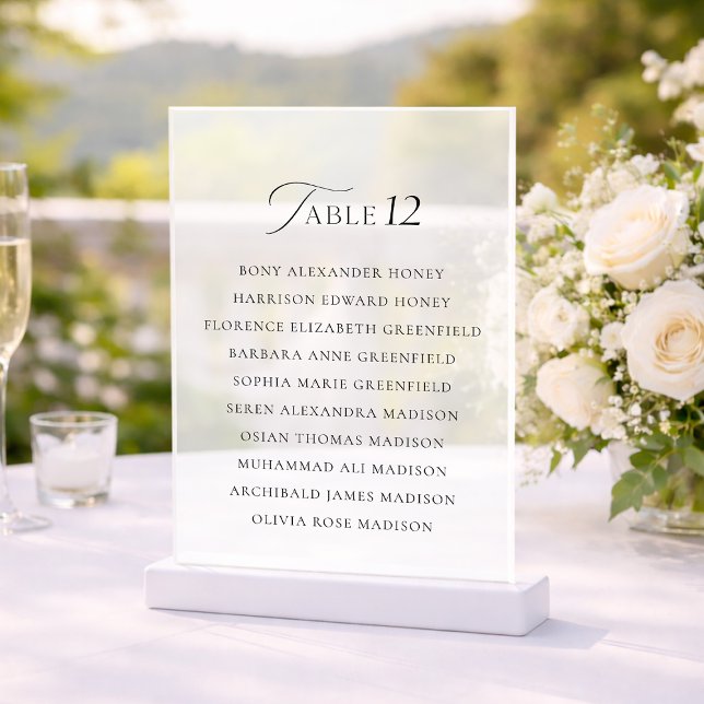 Minimal Acrylic Table Seating Sign Invitations (Creator Uploaded)
