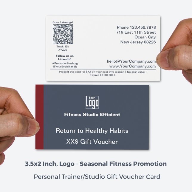 Minimal Adaptable Gym Promo Gift Voucher Card (3.5x2 Inch, Landscape Format, Minimal Adaptable Gym Promo Gift Voucher Card)