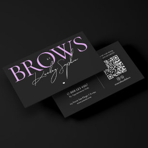 Minimal Aesthetic Brows Artist Purple Black Business Card