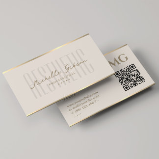 Minimal Aesthetic Monogram Sand Beige Professional Business Card