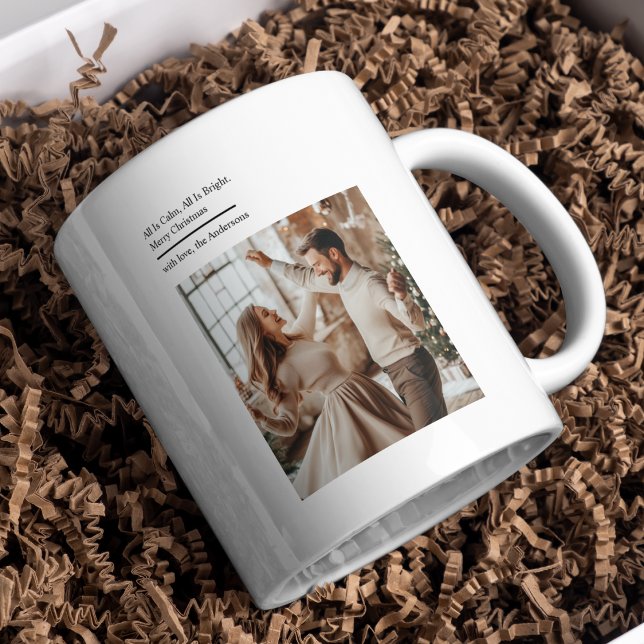 Minimal All Is Calm All Is Bright Christmas Photo  Coffee Mug (Creator Uploaded)