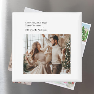 Minimal All Is Calm All Is Bright Christmas Photo Magnet