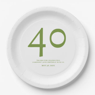 Minimal and Chic 40th Birthday Party Paper Plate