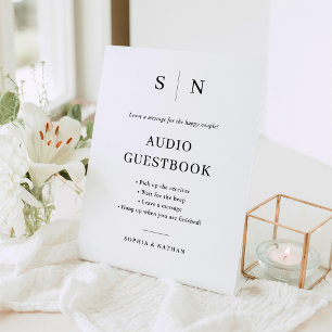 Minimal and Chic Audio Telephone Guestbook Wedding Pedestal Sign