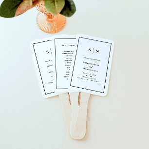 Minimal and Chic   Black and White Border Wedding Hand Fan