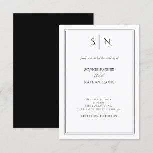 Minimal and Chic Black and White Border Wedding Invitation