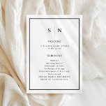 Minimal and Chic | Black and White Border Wedding Program<br><div class="desc">These elegant,  modern wedding programs feature a simple black and white minimalist text design,  with a classic frame at the border. Add your initials or monogram to make them completely your own.</div>