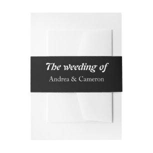 Minimal and Chic black and White Monogram Invitation Belly Band