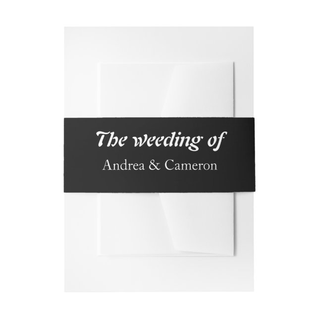 Minimal and Chic | black and White Monogram Invitation Belly Band (Front Example)