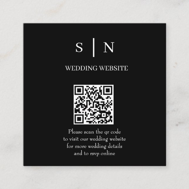 Minimal and Chic | Black and White QR Code Enclosure Card (Front)